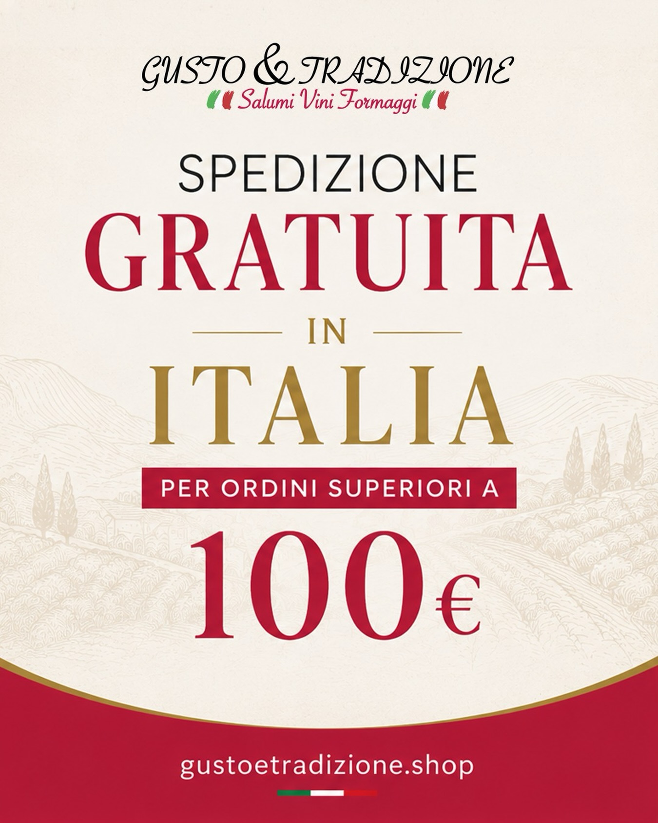 Il gusto autentico arriva direttamente a casa tua 🇮🇹
Spedizione gratuita in Italia per ordini superiori a 100€ su gustoetradizione.shop
#GustoETradizione #EccellenzeItaliane #SpedizioneGratuita